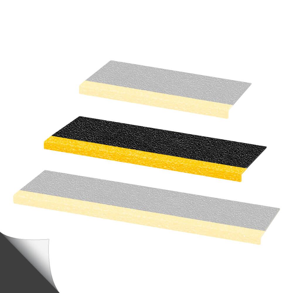 Treppenkantenprofil induSTAIR XL, gelb/schwarz, R13, GFK, selbstkl., 80x23x3 cm