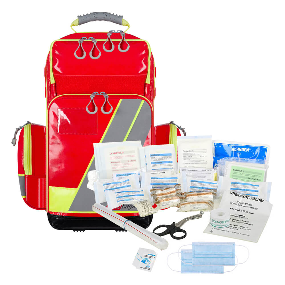 SÖHNGEN Lifebag Notfallrucksack L, rot/silber/gelb, mit Füllung nach DIN 13157