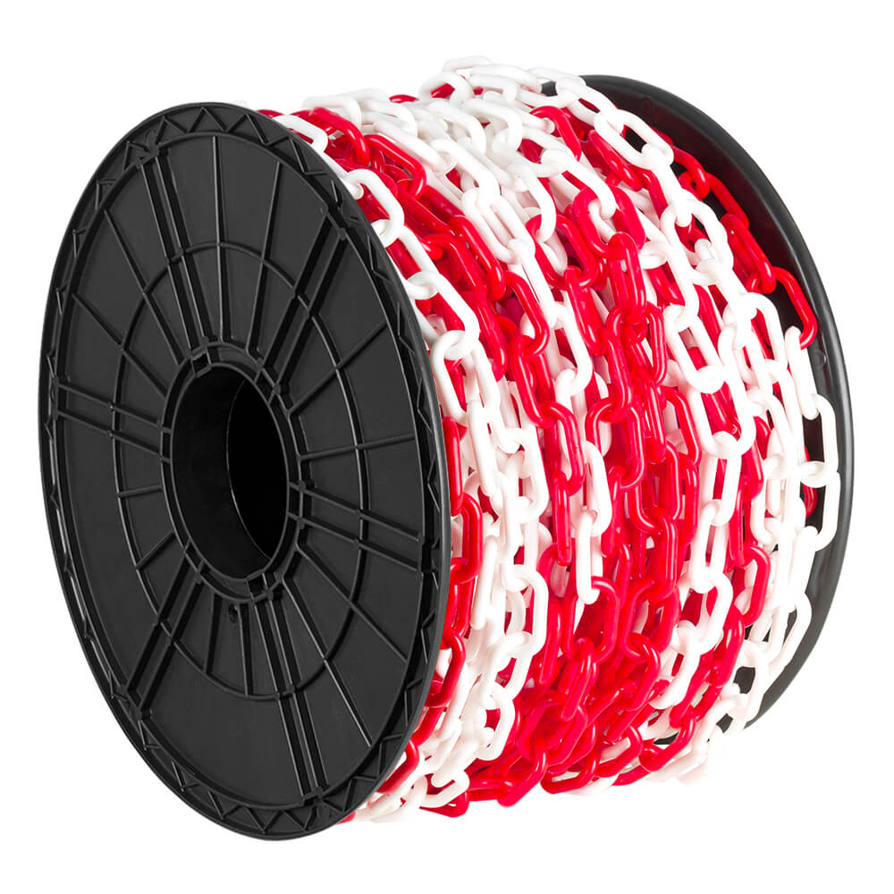 Absperrkette, Kunststoff, rot/weiß, 0,6 x 4,2 x 2,4 cm, 50 Meter auf Rolle