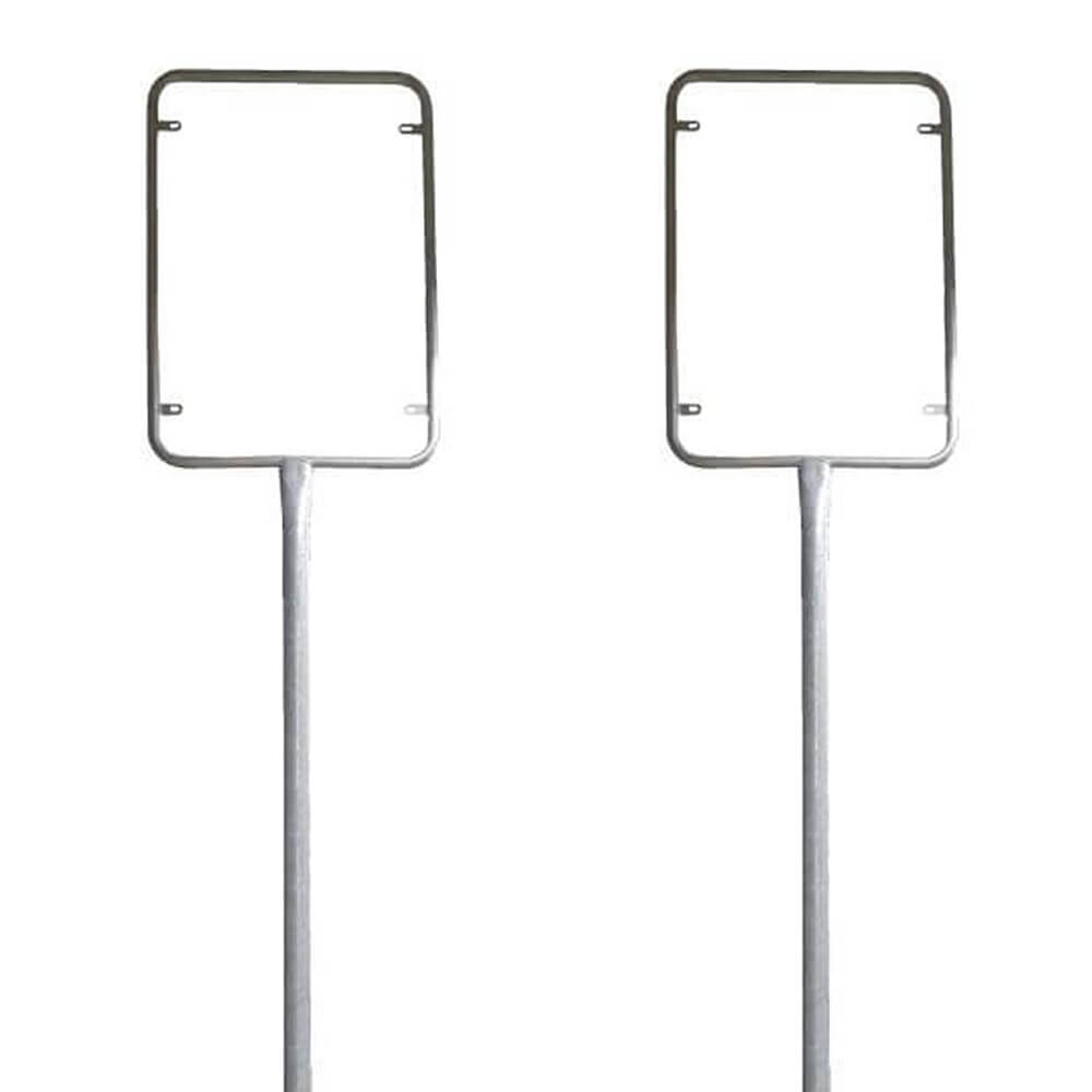 BIGPACK 2 x Rohrrahmen, für Schilder im Format 60 x 90 cm, Stahl, Höhe: 300 cm, zur Schilderbefestigung, Rohrrahmen für Schilder