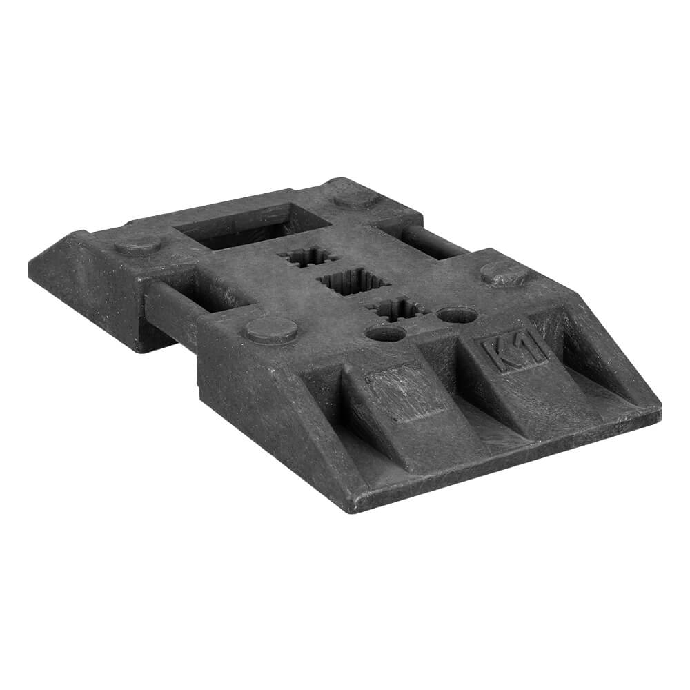 TL-Fußplatte Typ K1, schwarz, für Vierkantrohre, Schaftrohre, Rundrohre, 29 kg