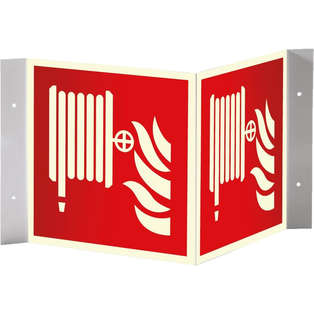 Nasenschild Löschschlauch, r/w, nachleuchtend, Kunststoff, 20 x 20 cm