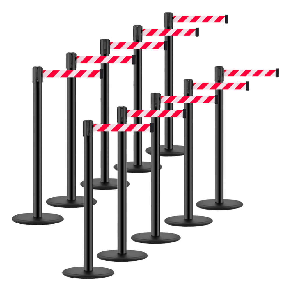 BIGPACK 10x TopGurtSystem Gurtpfosten, Kunststoff, schwarz, r/w schraffiert, 4m