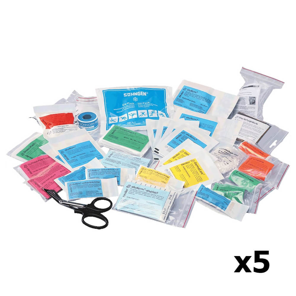BIGPACK 5 x SÖHNGEN Erste-Hilfe-Nachfüllset für Erste-Hilfe-Koffer Schule
