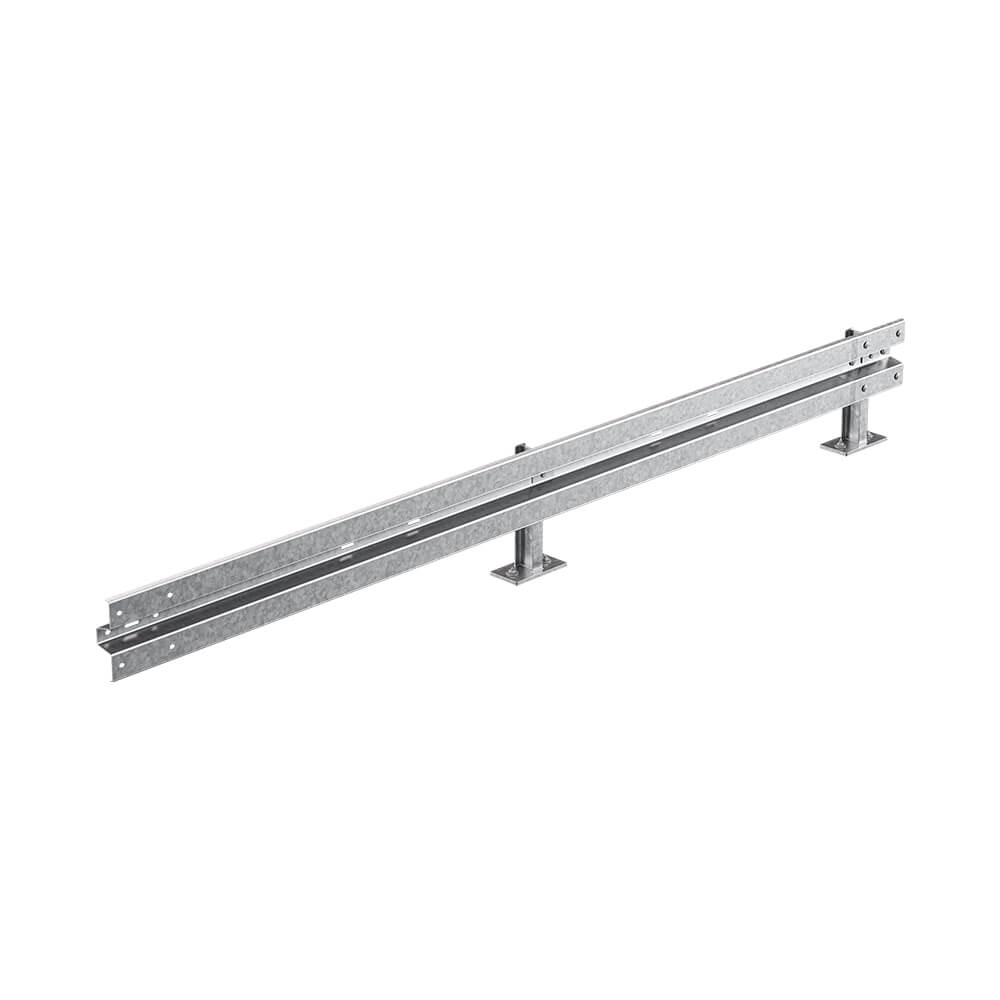 Schutzplanken-Erweiterungs-Set, IPE-Pfosten, 400 cm, aufdübeln, Stahl, B-Profil