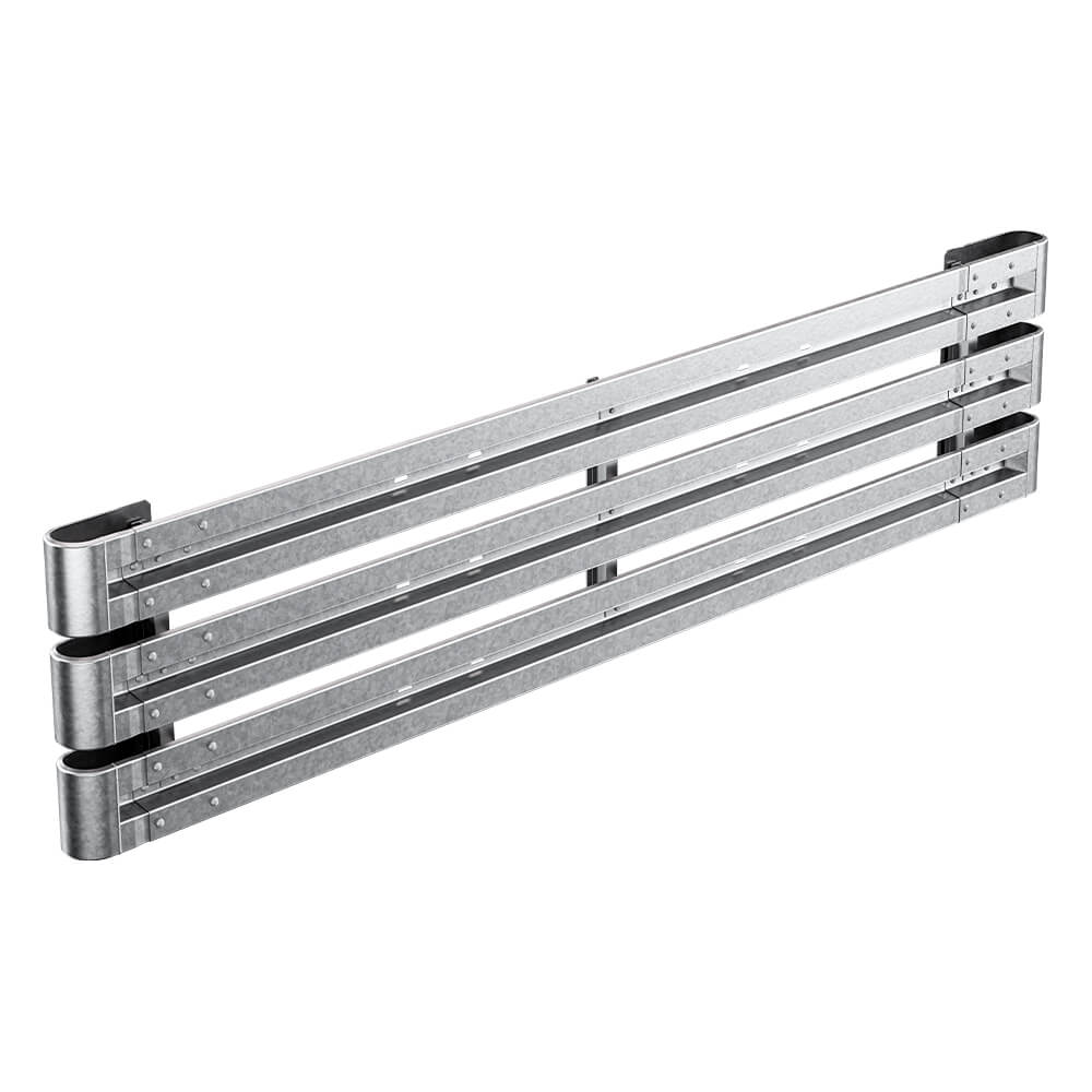 Schutzplanken-Komplett-Set M100-3SP, 480 cm, aufdübeln, Stahl, B-Profil
