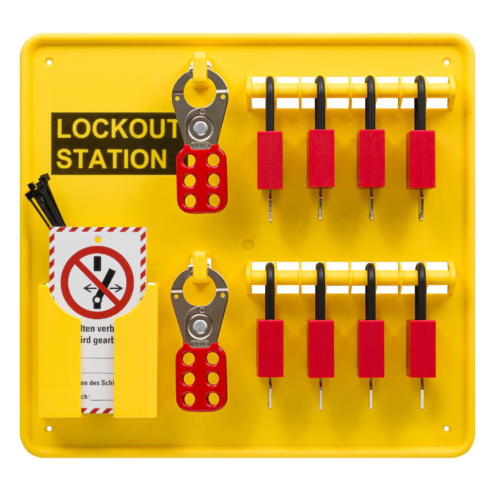 Lockout-Station Komplett-Set Typ 2-XL, mit 8 Schlössern, 34 x 5,5 x 36 cm