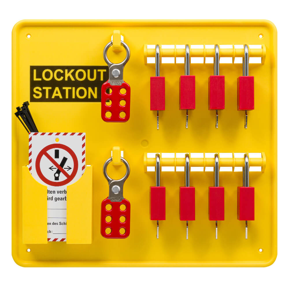 Lockout-Station Komplett-Set Typ 1-XL, mit 8 Schlössern, 34 x 5,5 x 36 cm