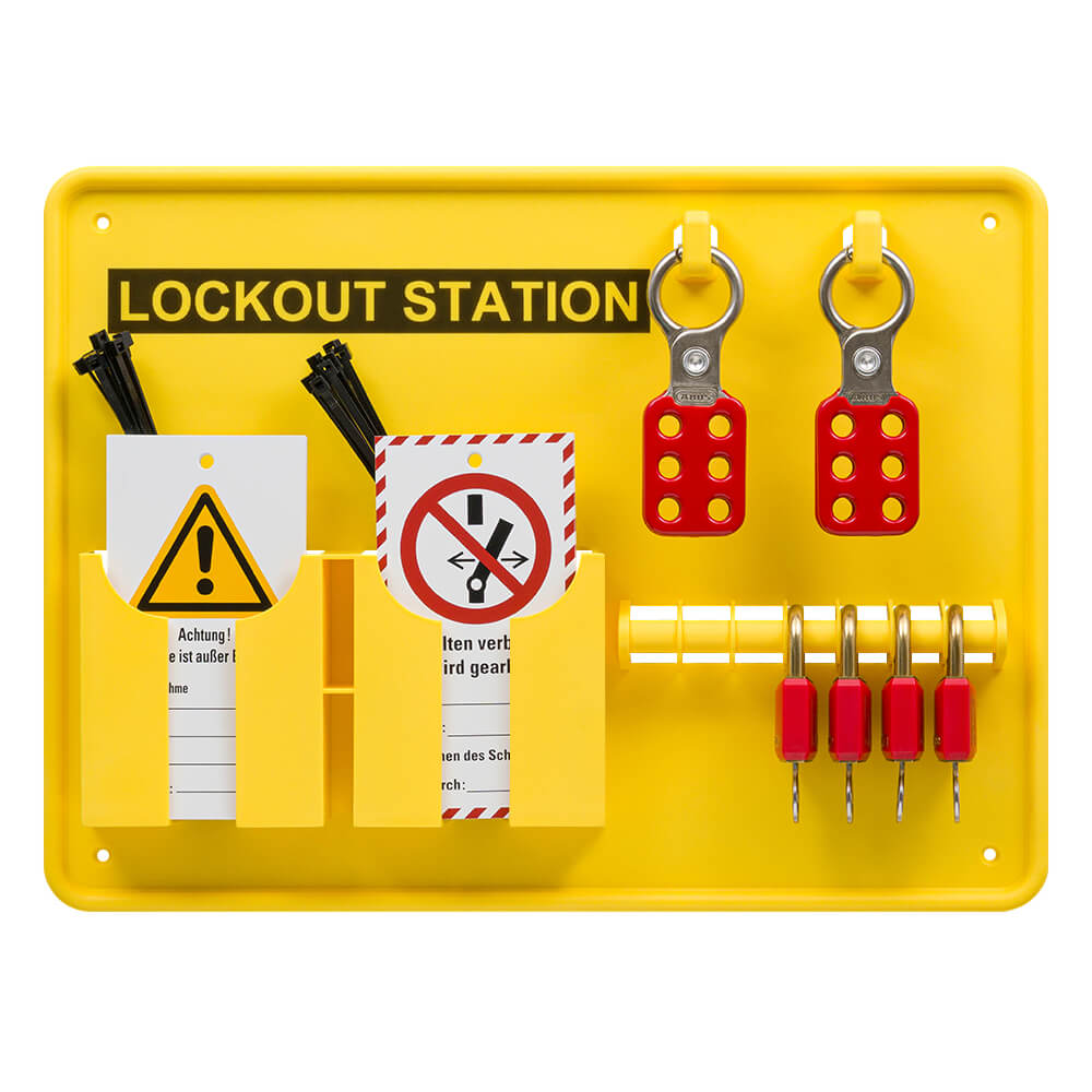 Lockout-Station Komplett-Set Typ 1-L, mit 4 ABUS Schlössern, 39 x 5,5 x 29 cm