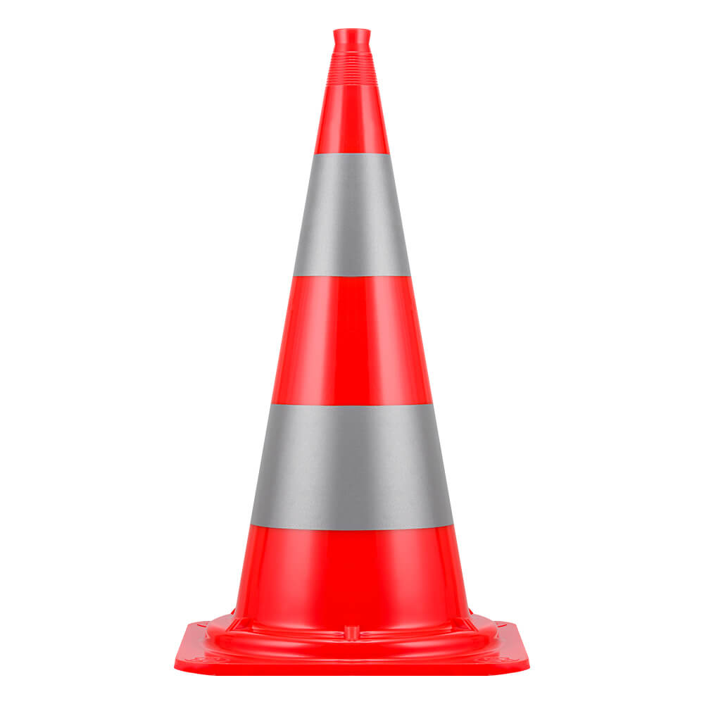 Leitkegel EXTRA, PVC, Farbe: rot-silber reflektierend, Höhe: 75 cm, Pylone, Markierungskegel, Verkehrshütchen, Warnkegel, Verkehrsleitkegel