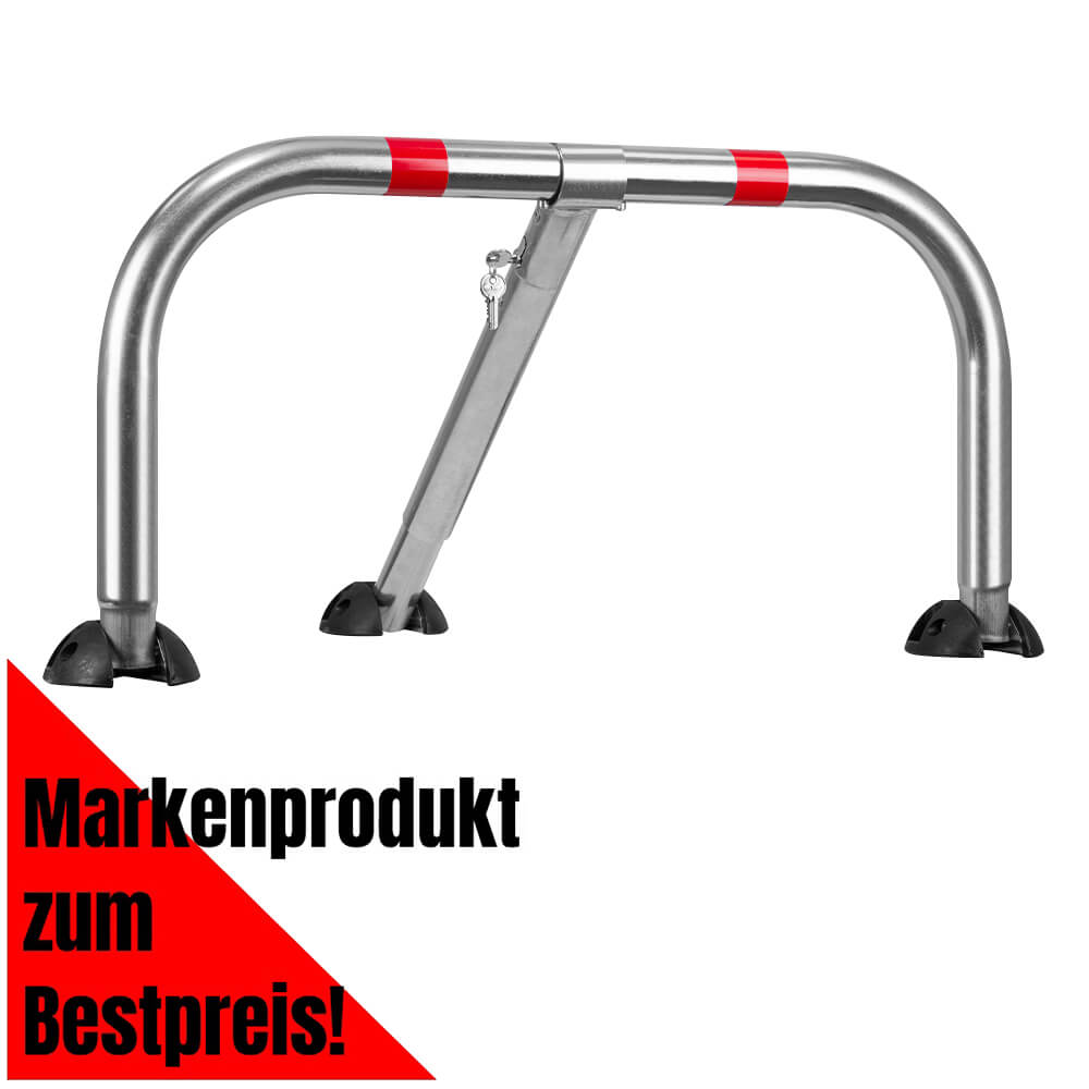 Parkplatzsicherung PARKY AR 580, gleichschließend, zum Aufdübeln, 46 x 94 cm, Parkplatzsperre klappbar, Parkplatz-Absperrung, Parkbügel