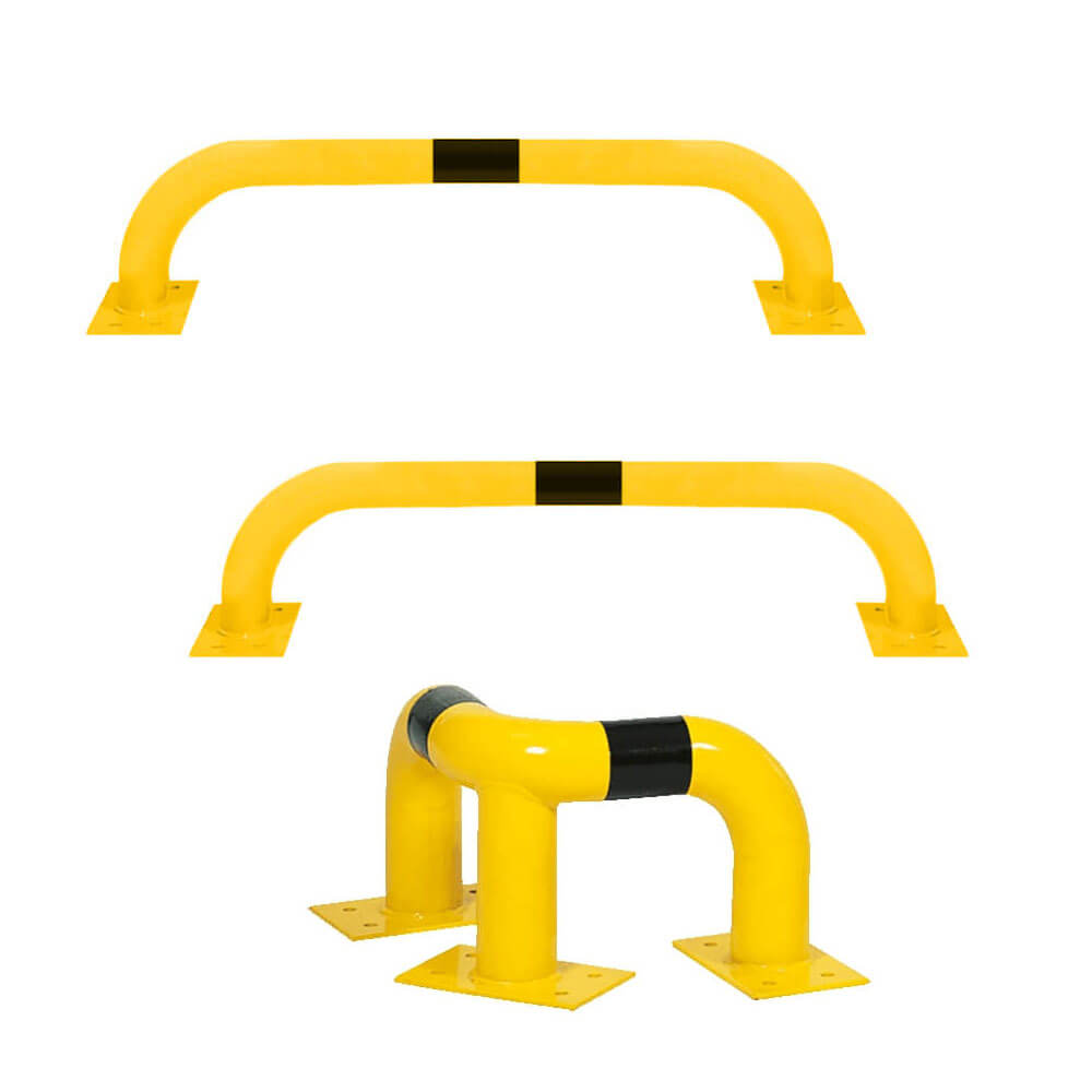 ROBUSTO Sparset: 2x Rammschutzbügel + Eckschutzbügel, g/s, Stahl, 25 cm hoch