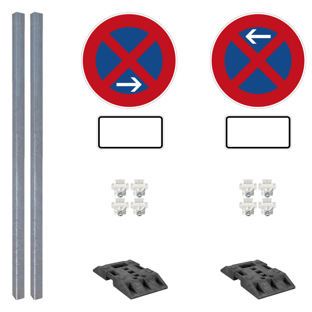 Haltverbotszonen Set, Basic, A/E, rechts, 16-tlg., mobil, K1, RA1, Ø 60 cm, Halteverbot Schilder, Verkehrsschild