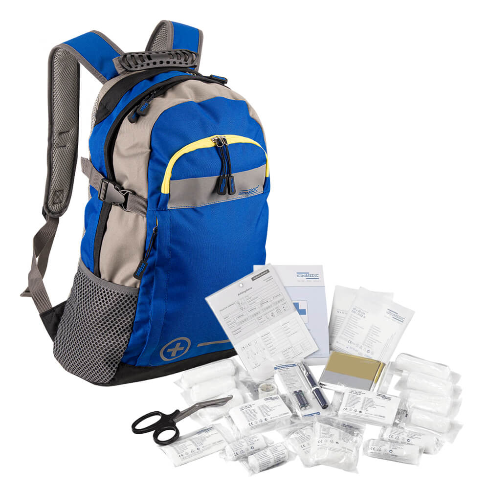 Erste-Hilfe-Rucksack Basic mit Nachfüllset DIN 13160, ultraTEX, 52 x 22 x 40 cm, Erste Hilfe Füllung, Nachfüllpack