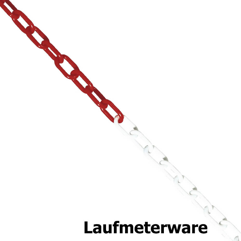 1 m Kunststoffkette, rot/weiß, 0,6 x 2,7 x 2,4 cm, max. Länge: 10 m