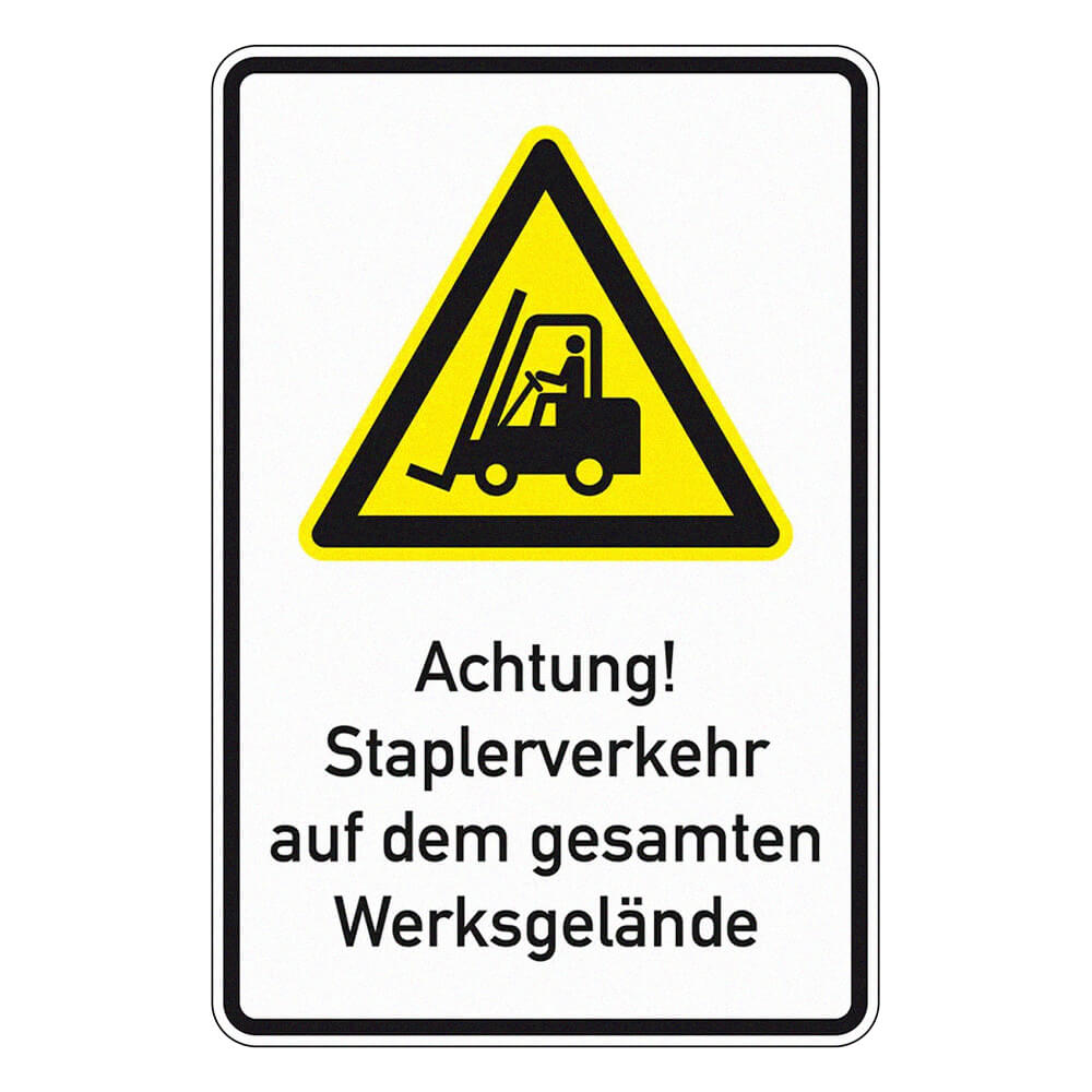 Hinweisschild, Achtung Staplerverkehr auf dem ges. Werksgelände, RA, 60 x 90 cm, Verkehrszeichen, Verkehrsschild