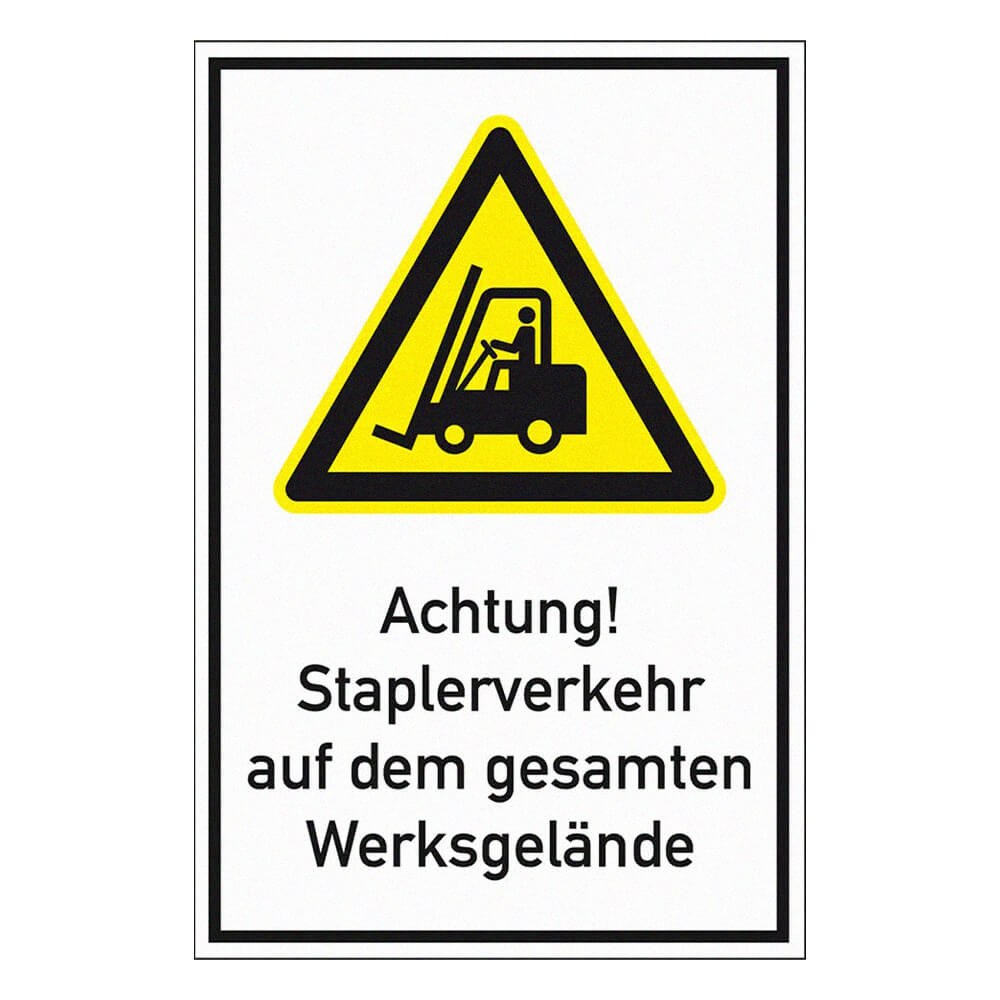 Hinweisschild, Achtung! Staplerverkehr auf dem gesamten Werksgelände, 40 x 60 cm, Verkehrszeichen, Verkehrsschild