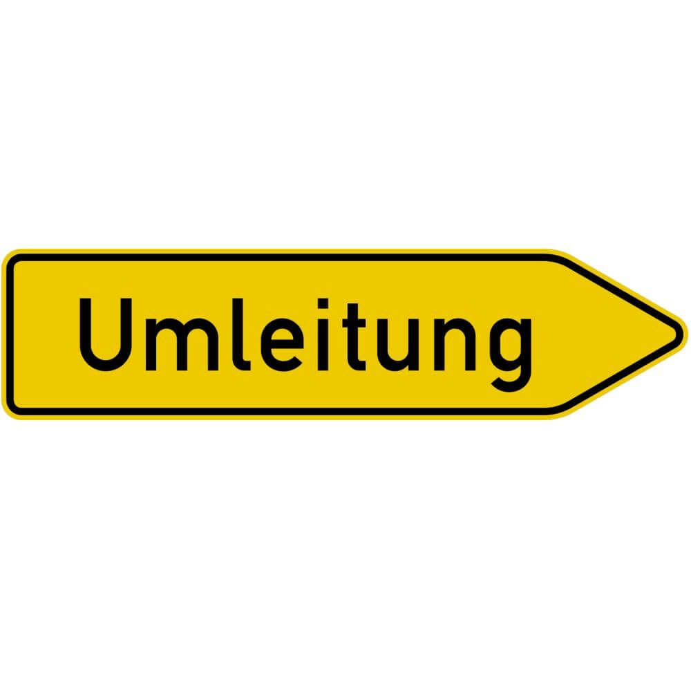 Richtzeichen VZ 454-20, Umleitungswegweiser, rechtsweisend, RA1, 125 x 35 cm