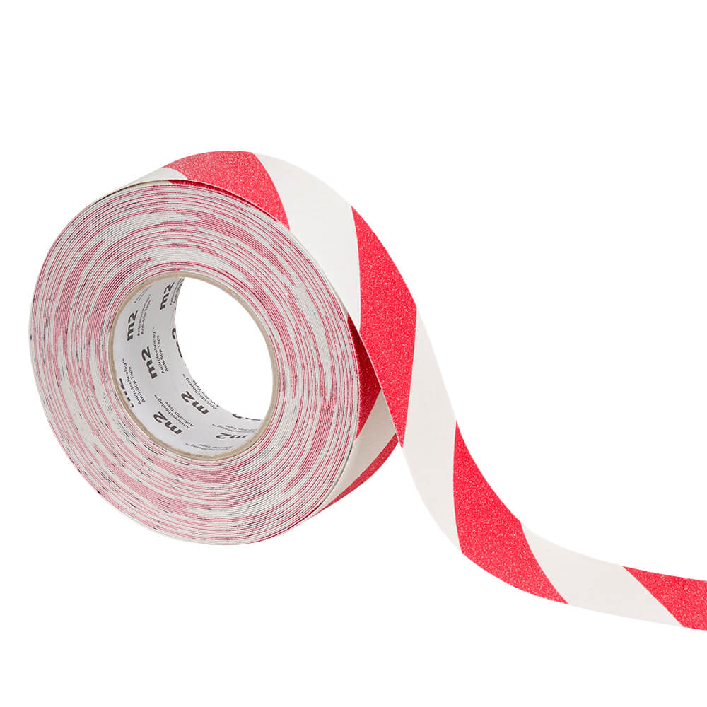 Antirutsch-Warnmarkierung Typ 1, selbstklebend, rot/weiß, 5 cm, 18,30 m/Rolle