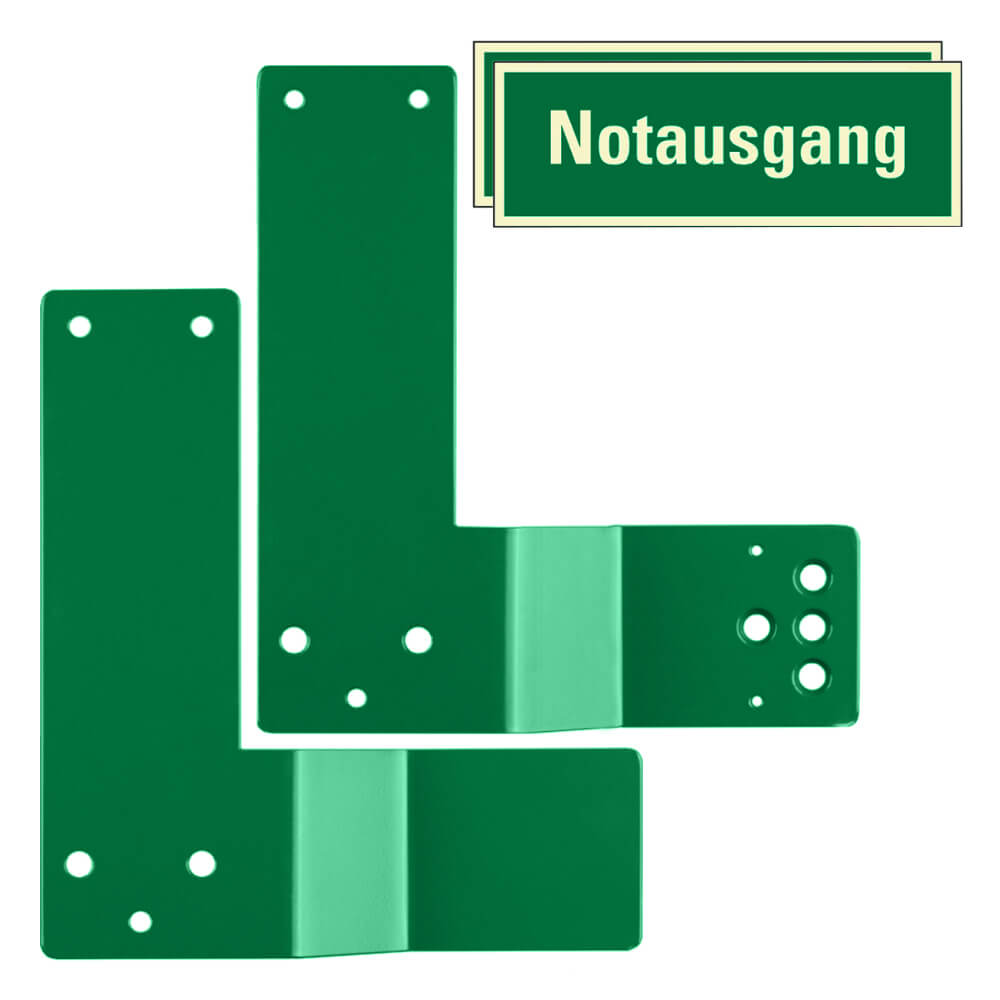 Montageplatten, Distanzstücke für Türwächter, Panikstangen-Tür, Scharnier links