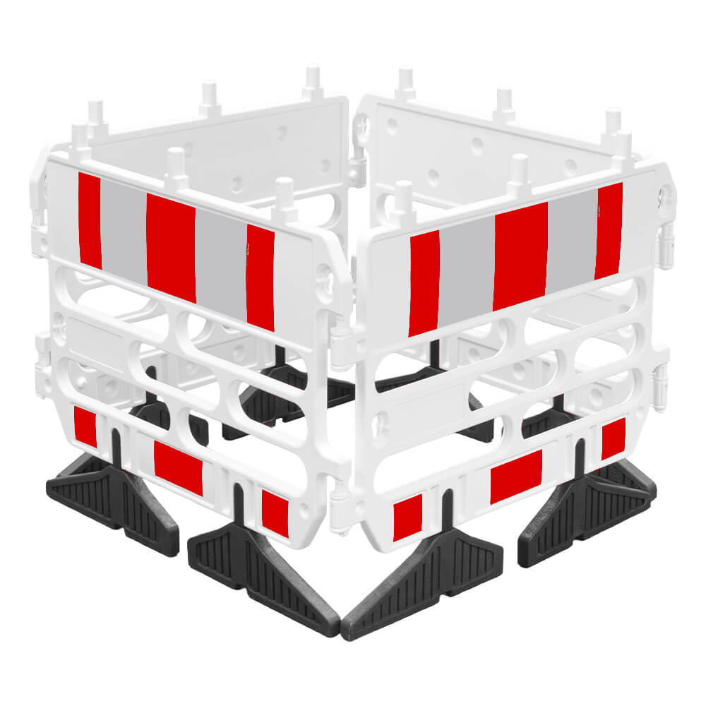 Schachtabsperrung, Schachtschutzgitter, 4-teilig, rot/weiß, RA1, 130 x 130 cm