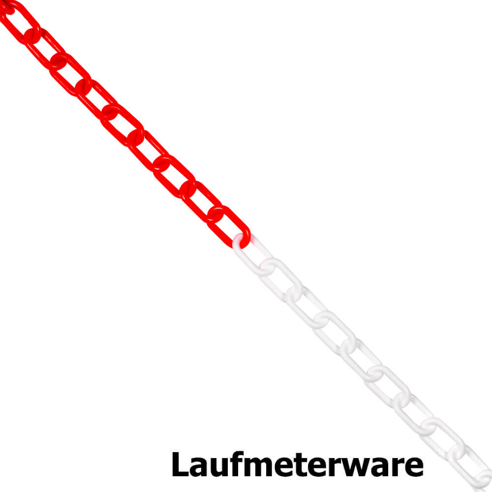 1 m Kunststoffkette, rot fluoreszierend/weiß, 0,6 x 2,7 x 2,4 cm, maximal 10 m