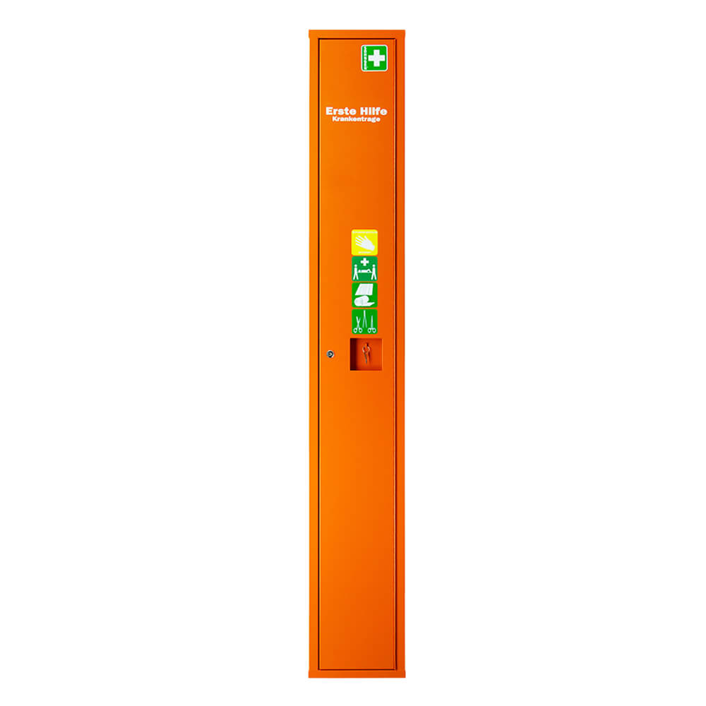 SÖHNGEN Stehschrank SAFE für Erste-Hilfe-Trage, 30 x 20 x 200 cm, Stahl, orange