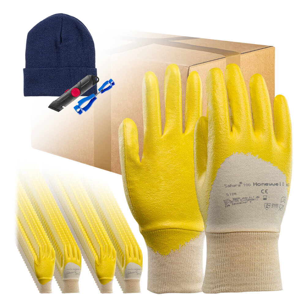 100 Paar, Gr. 8, KCL Sahara 100 Schutzhandschuh + gratis Zubehör