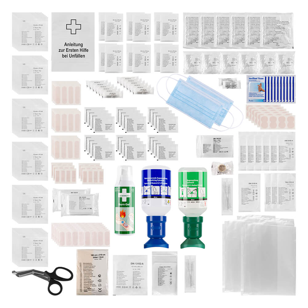 Erste-Hilfe-Nachfüllset Labor/Chemie, DIN 13157 mit branchenspezifischem Zusatz