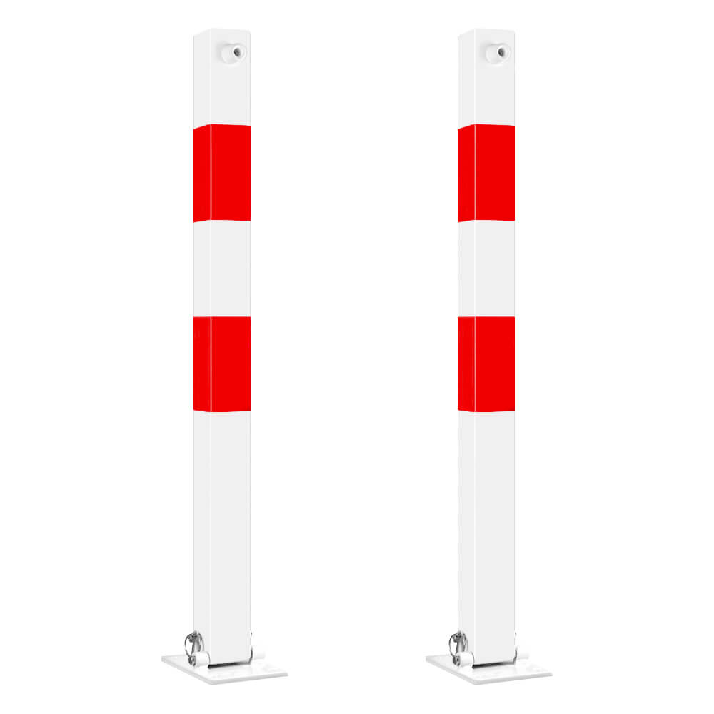 BIGPACK 2x ROBUSTO Klapp-Pfosten, Sperrbolzen, r/w, einbetonieren, Stahl, 100 cm, Absperrpfosten klappbar, Poller, Klapppfosten