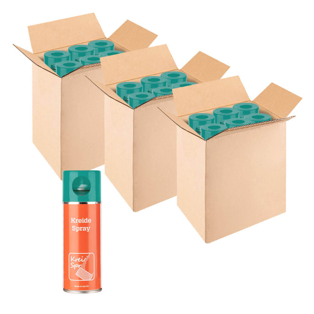 18 Dosen Kreidespray, minttürkis, temporärer Einsatz, 8 - 20 Tage, 400 ml Dose