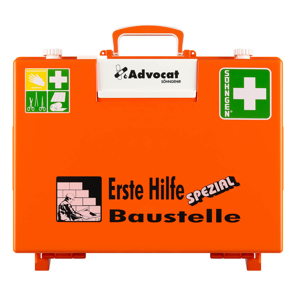 SÖHNGEN Erste-Hilfe-Koffer Advocat Baustelle, Wandhalterung, orange, DIN 13157