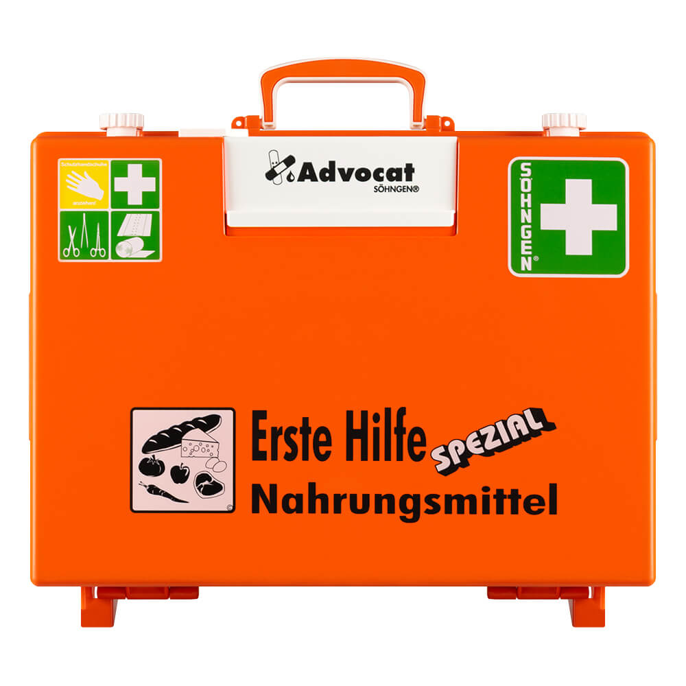 SÖHNGEN Erste-Hilfe-Koffer Advocat Nahrungsmittel, Wandhalt., orange, DIN 13157
