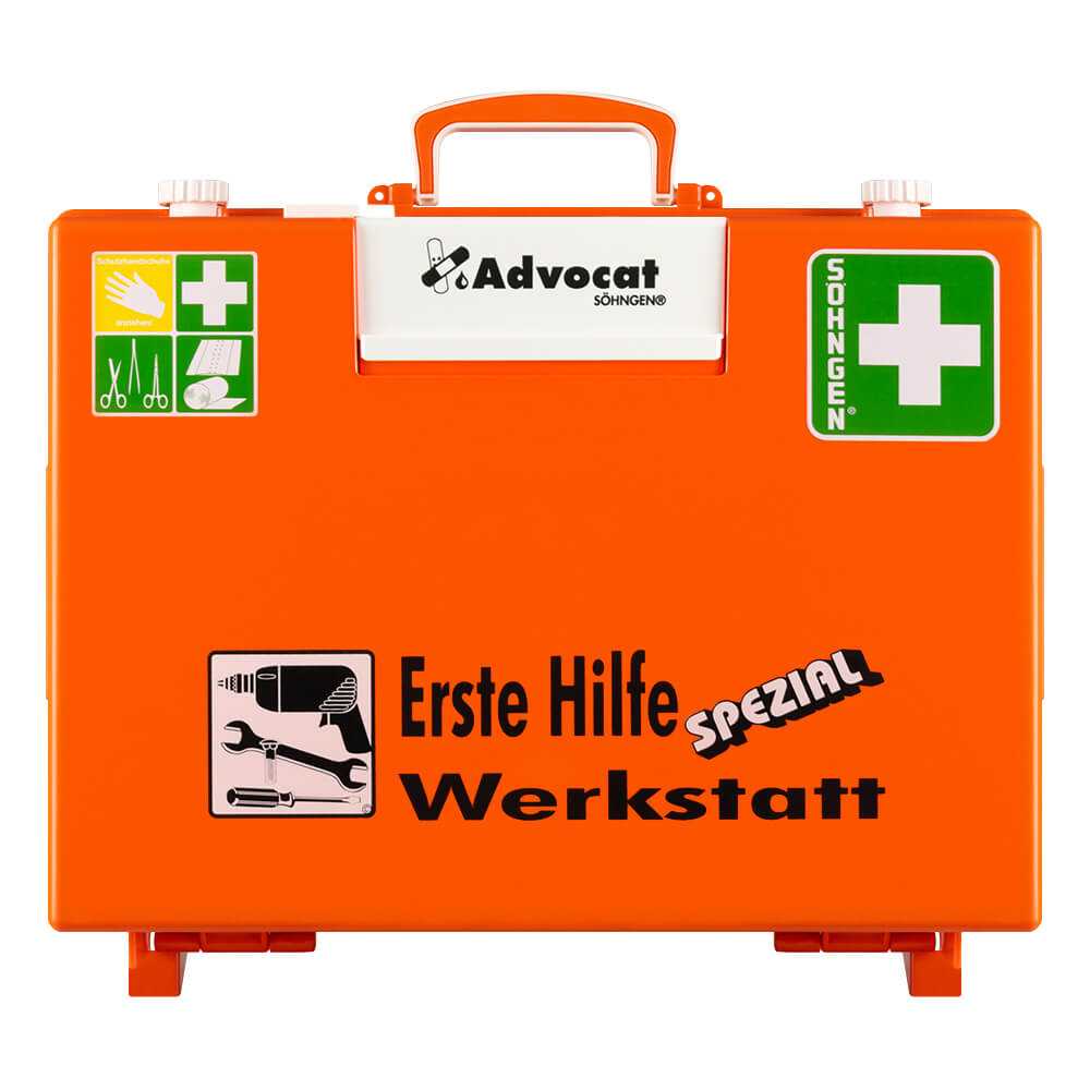 SÖHNGEN Erste-Hilfe-Koffer Advocat Werkstatt, Wandhalterung, orange, DIN 13157