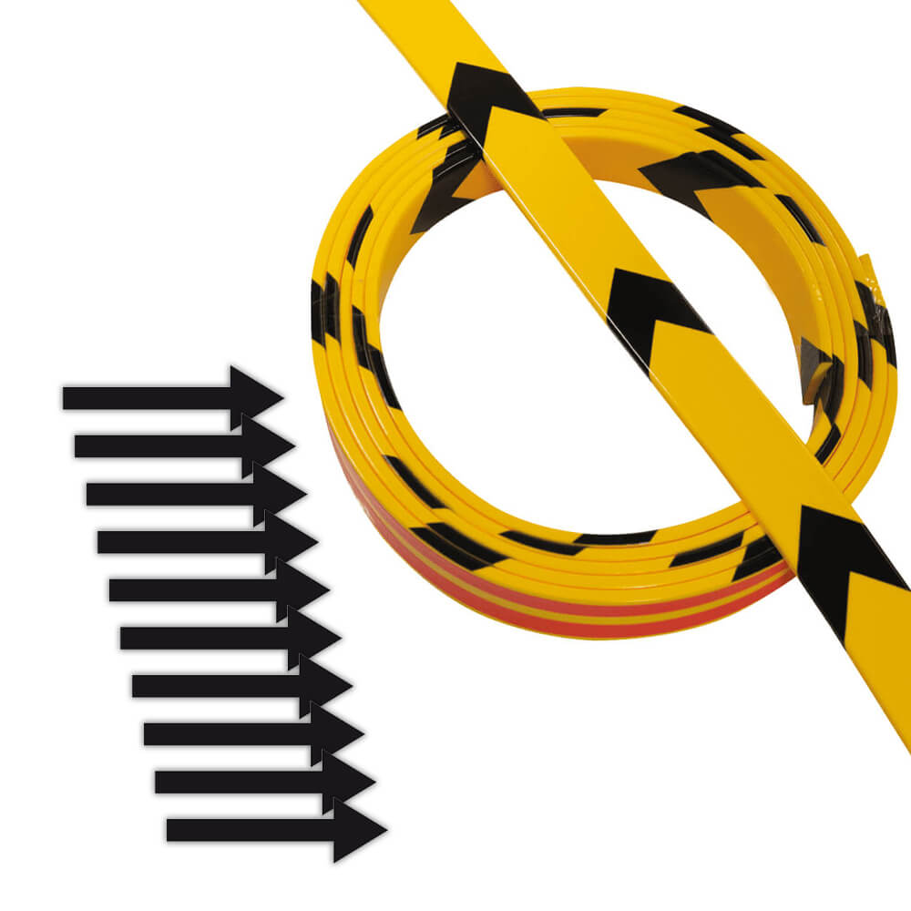 Knuffi Leitsystem, gelb/schwarz, 5 m, mit schwarzem Richtungspfeil 5 x 1,5 cm