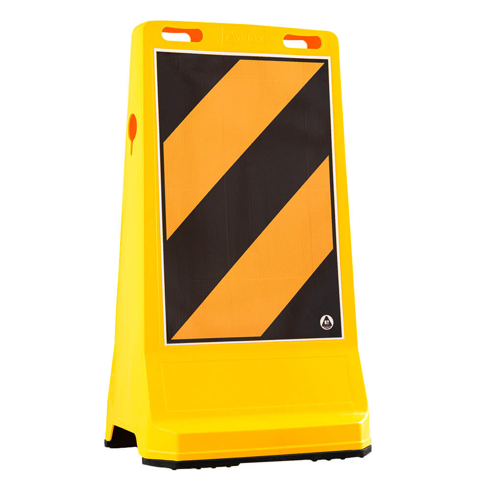 Warnaufsteller 'Gigant' gelb/schwarz schraffiert, Warnsymbol beidseitig, 7 kg, Warnschild, Schild