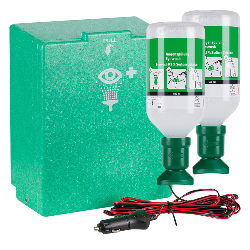 PLUM beheizbare Wandbox mit 2 x 500 ml Plum Augenspülung