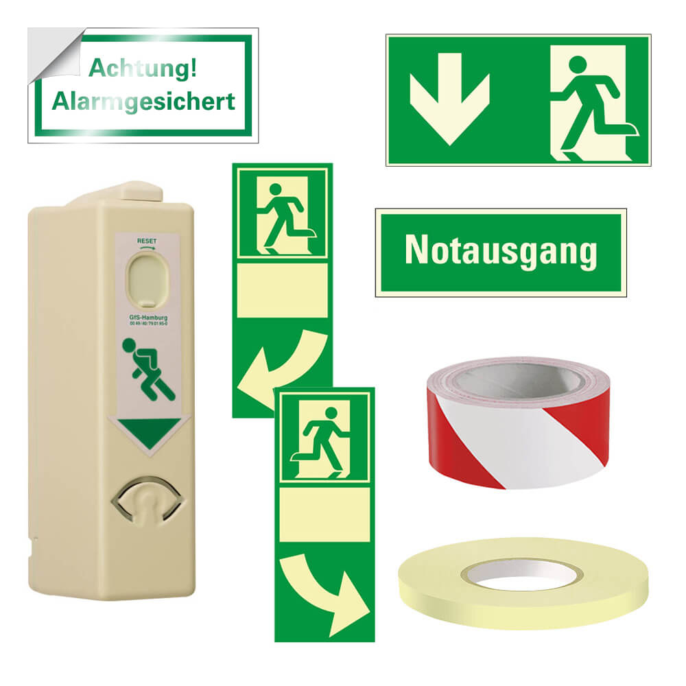 EH Türwächter ohne Voralarm, gemäß DIN EN 179, nachleuchtend, GfS Markenware, Notausgangssicherung, Fluchttürwächter, Türwächter Alarm