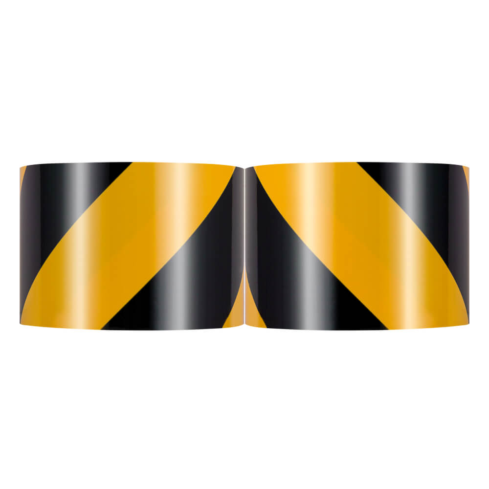 Warnmarkierungsband, PE, Laminat,rechts/links,g/s, 7,5 cm, 16,50 m, 2 Rollen