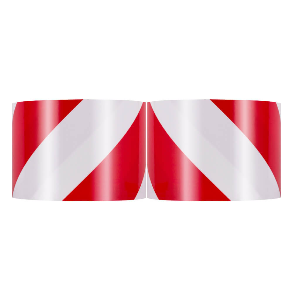 Warnmarkierungsband, PE, Laminat,rechts/links,r/w, 7,5 cm, 16,50 m, 2 Rollen