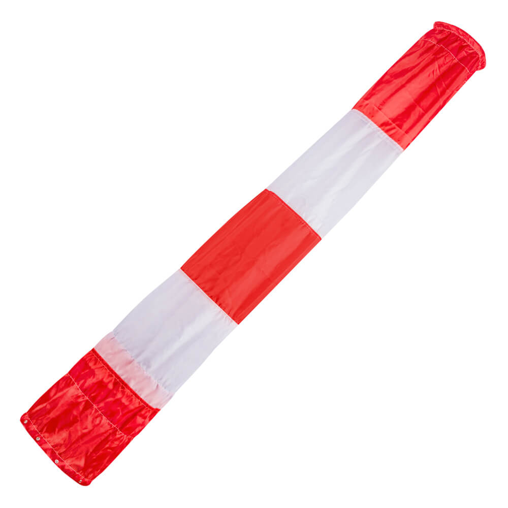 Windsack, Ø 30 cm, rot/weiß, mit Befestigungsösen, Polyester, Länge: 180 cm