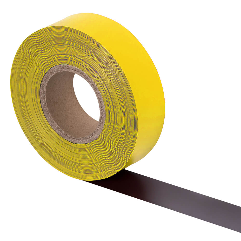 Magnetband, gelb, zuschneidbar, beschriftbar, Breite 50 mm, 30 m / Rolle