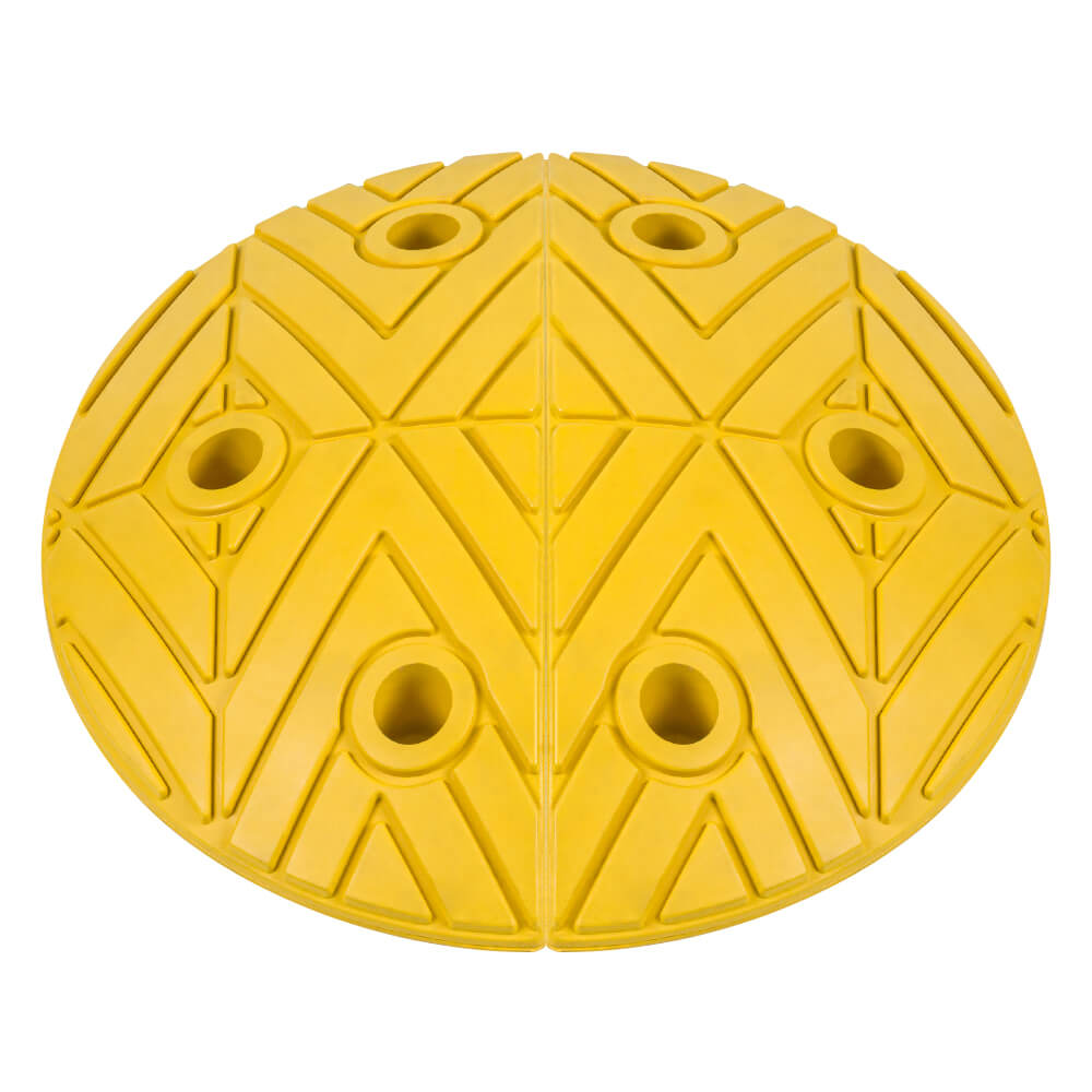 Tempo-Stopper in Gelb, für 20 km/h, 2-teilig, Ø 42,5 cm, 5 cm hoch, Fahrbahnschwelle, Bremsschwelle zur Geschwindigkeitsreduzierung, Temposchwelle