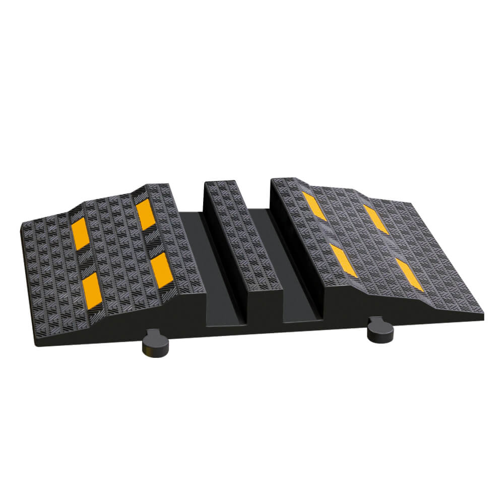 Kabelbrücke XXL, Vollgummi, bruchsicher, schwarz, reflektierend, 50 x 85 x 9 cm, Kabelführung, Schlauchbrücke, Kabelschutzbrücke, Kabeldurchgang