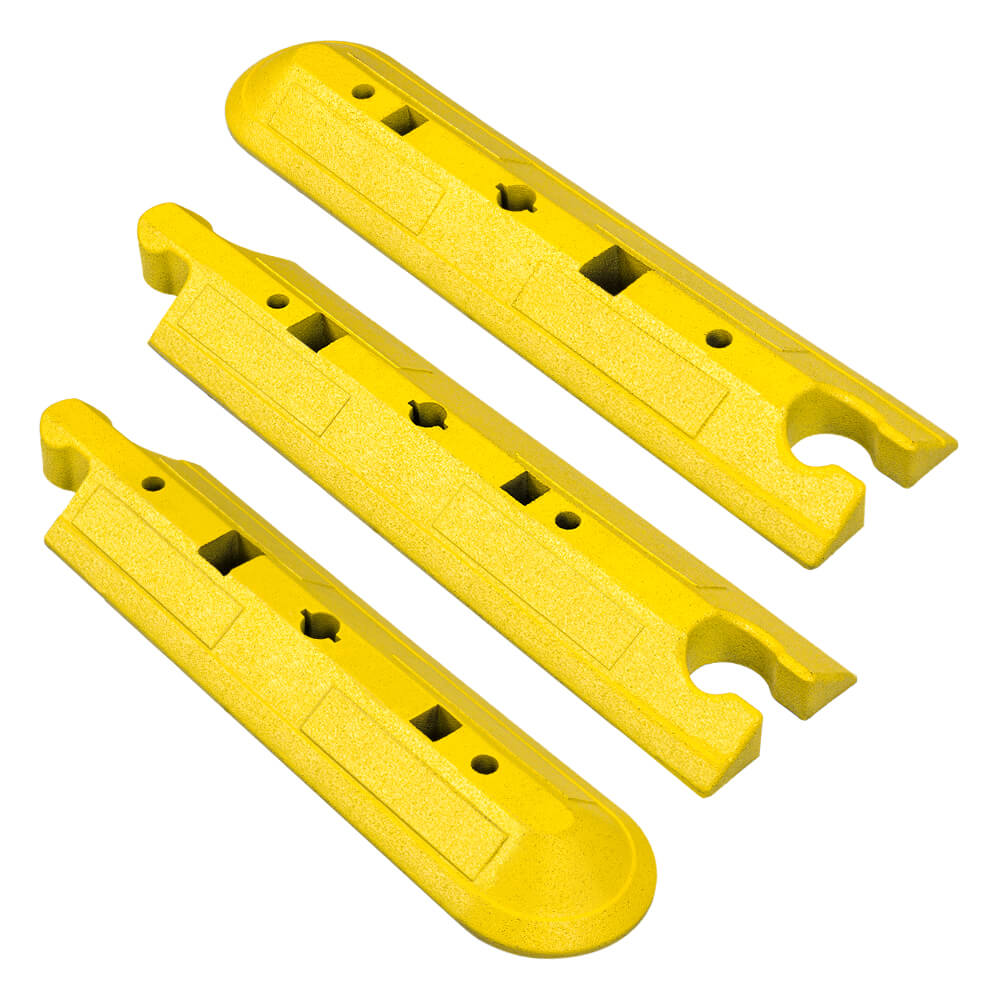 Fahrbahnteiler-Set, Leitschwelle, gelb, modular, 300 x 25 x 8 cm, Schrammborde, Leiteinrichtung, Leitelement