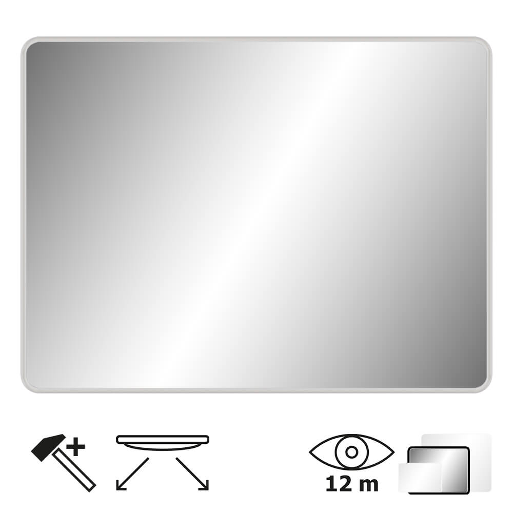 MIRAC Kontrollspiegel, Acrylglas, Schutzrahmen weiß, rechteckig, 80 x 60 cm