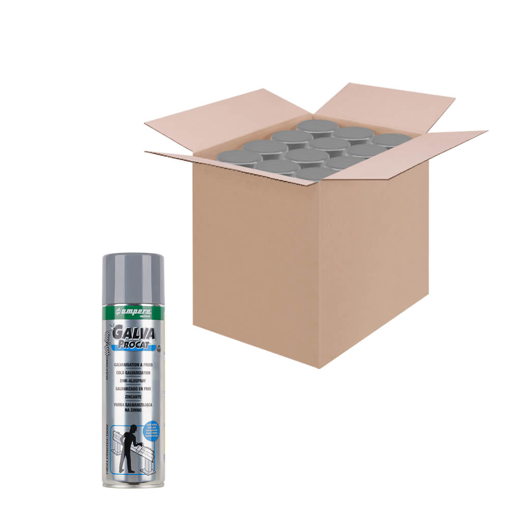 12 x A.M.P.E.R.E. Zinkspray GALVA PROCAT Superglänzend, 500 ml Spraydose