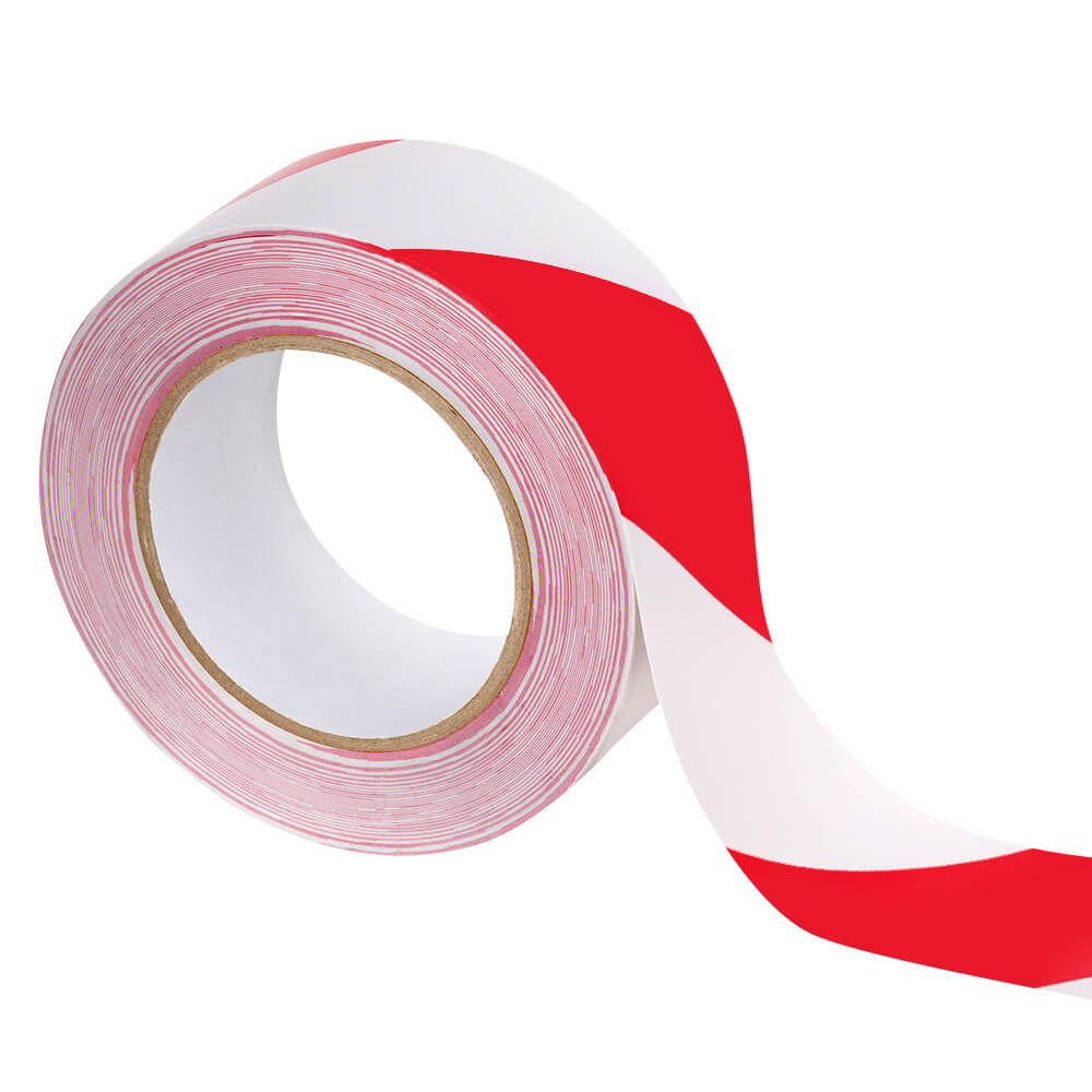 Markierungsband Standard Plus, rot/weiß schraffiert, Folie, 5 cm, 33 m/Rolle