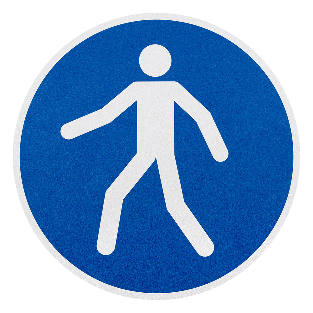 Bodenzeichen Fußgängerweg benutzen, Rutschhemmung R11, verformbar, Ø 40cm